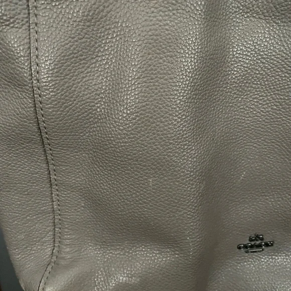 Coach Gray Leather Tote with Chain Handles and Turnlock - Picture 5 of 16